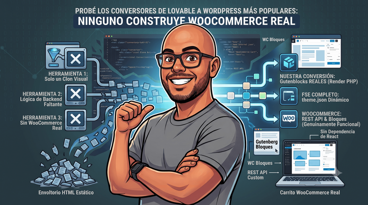 Probé los conversores de Lovable a WordPress más populares: ninguno construye WooCommerce real (y aquí está la prueba)